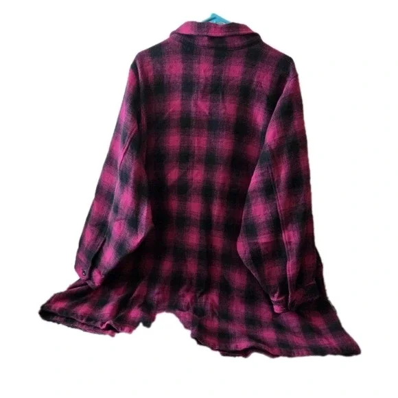 Torrid Women's 6 Pink Black Plaid Flannel Shirt Shacket Plus Size 30/32... - Picture 7 of 9